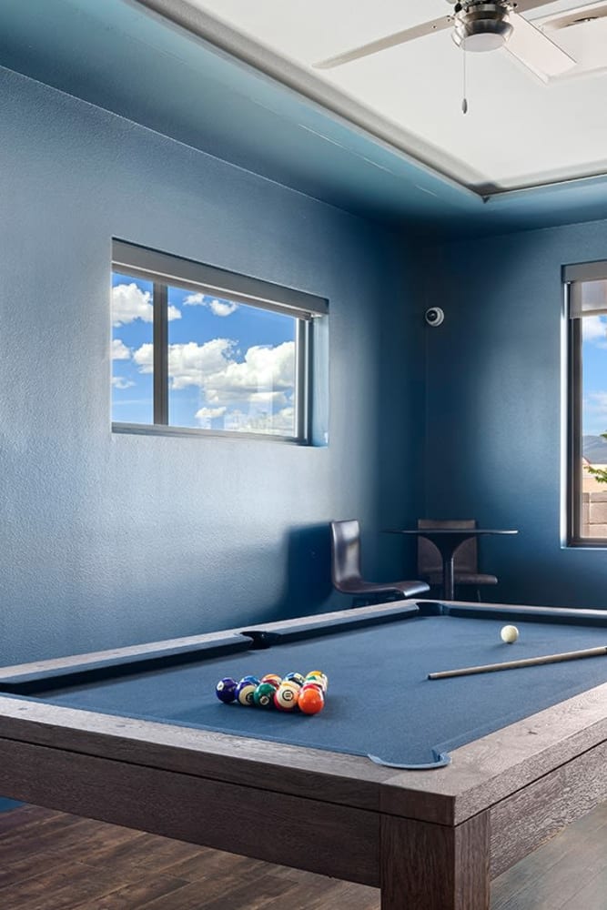 Pool table in the community center at Cielo in Santa Fe, New Mexico