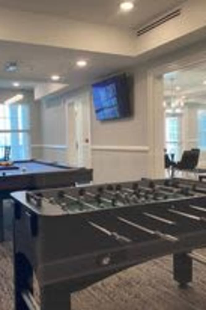 Foosball table in the rec room at Pearl Pointe Apartments in Burlington, New Jersey