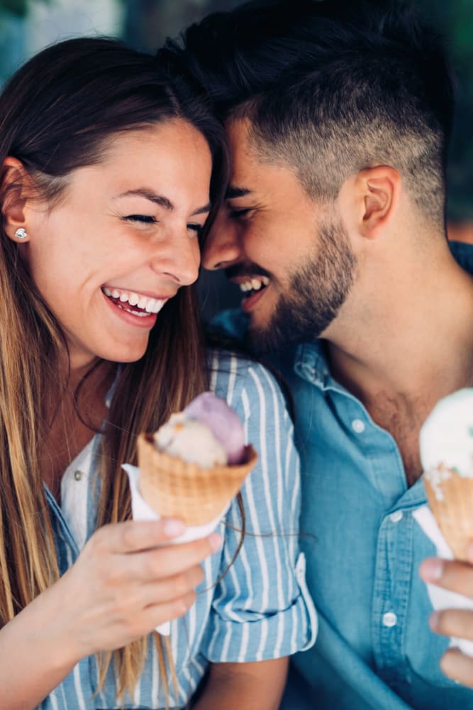 Resident couple enjoying ice cream from a nearby shop near The Armory in Bethlehem, Pennsylvania