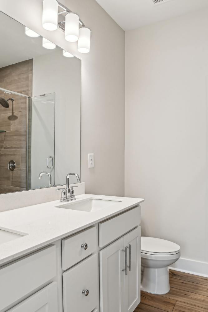 Spacious unfurnished apartment room with wood-style flooring at Reve Noda Junction in Charlotte,North Carolina