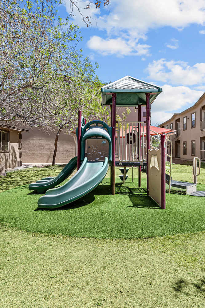 Playground with slides at La Jolla Place in El Paso, Texas