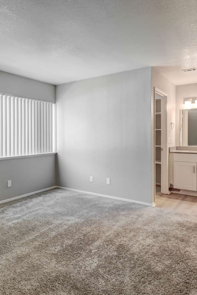 Apartment bedroom with a walk-in closet at Twin Creeks in Antioch, California