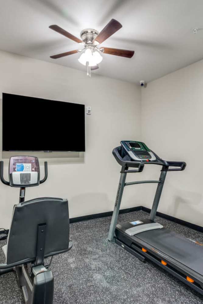 Community fitness center at The Trail Lakes in Fort Worth, Texas