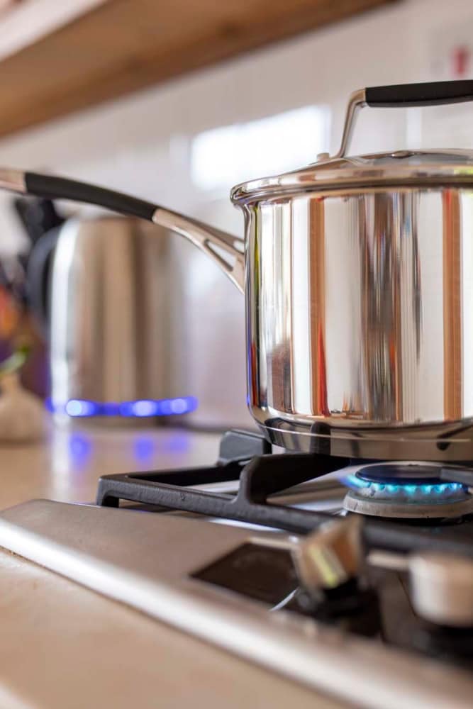 Stainless-steel appliances at Crescent Apartments in Roseville, California