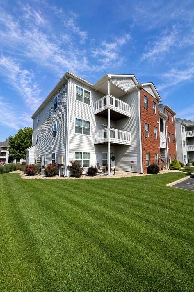 Private balcony or a private patio at Meridian Oaks Apartments in Greenwood, Indiana