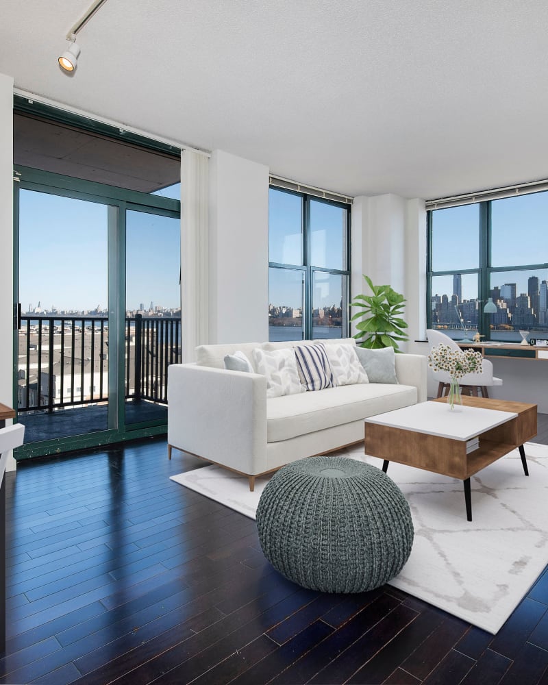 Spacious Living room with great views at Riverbend at Port Imperial in West New York, New Jersey