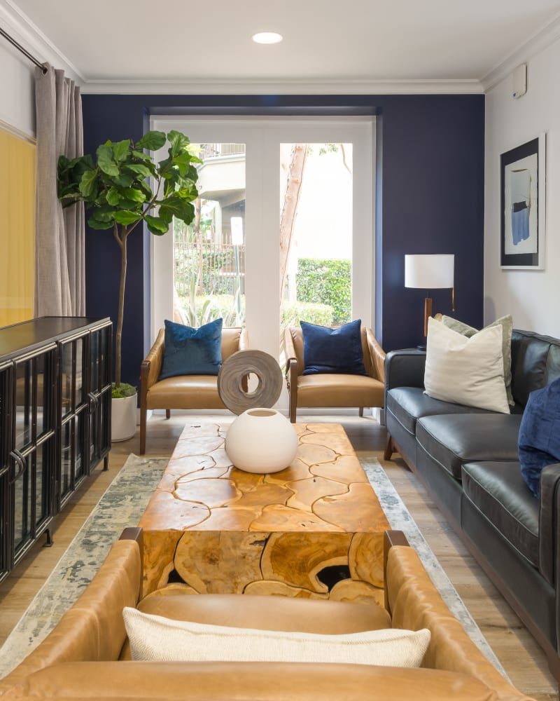 Well decorated model apartment with chairs and sofa at Playa Del Oro, Los Angeles, California