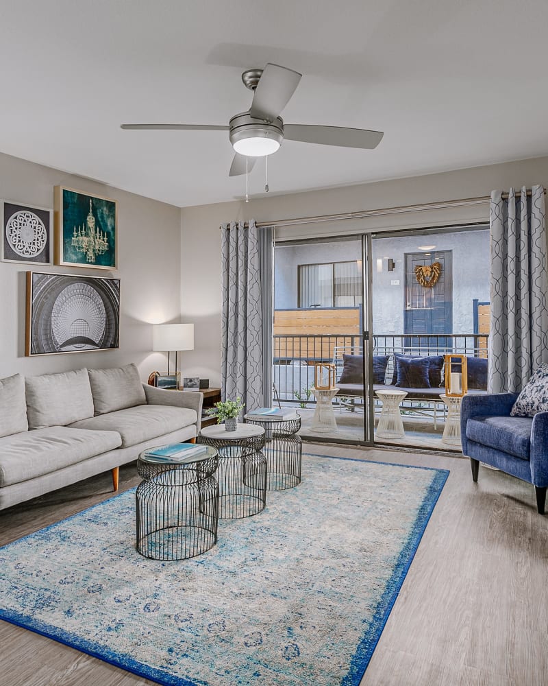 Model living space with wall-art at Reserve at South Coast in Santa Ana, California