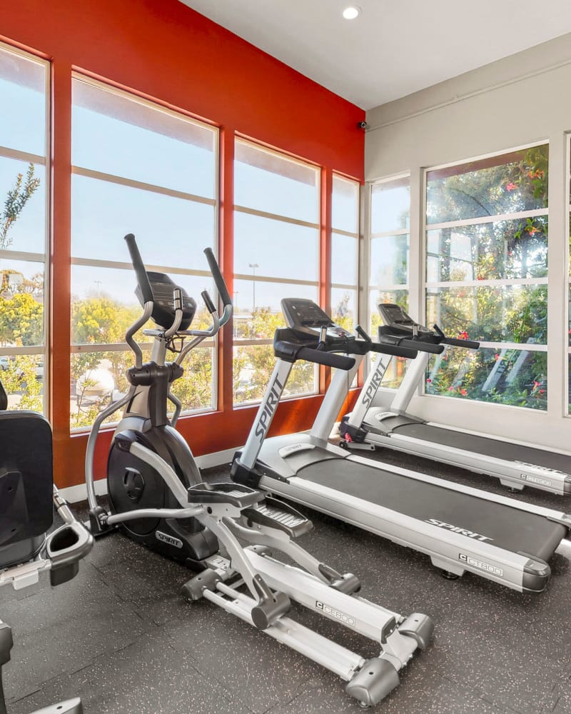 Fitness center with cardio equipment at The Bridge at Emeryville in Emeryville, California
