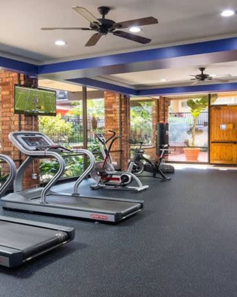 Fitness center with treadmills at The Palms, Los Angeles, California