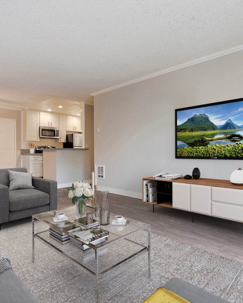 Modern living room at The Palms, Los Angeles, California