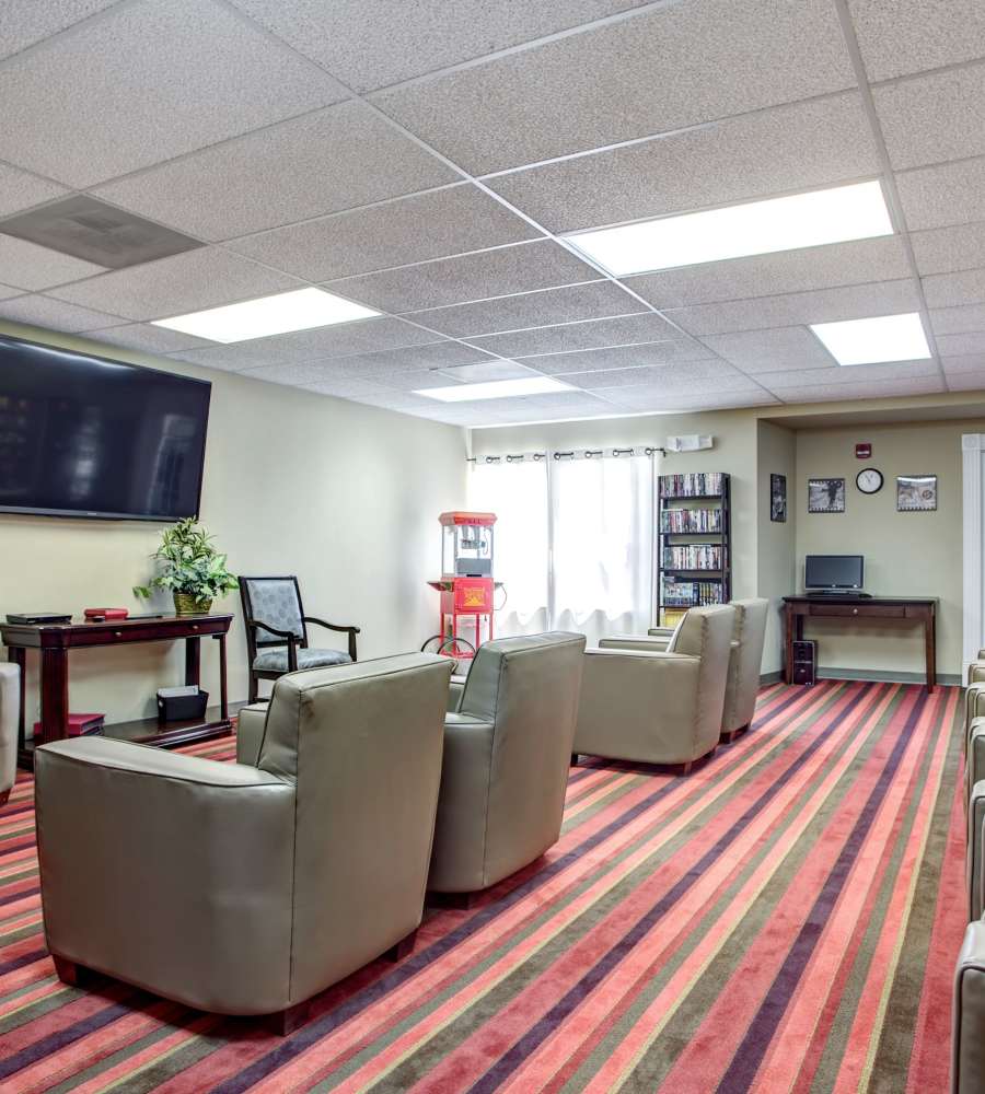 TV room at Atlas Point at Prestonwood in Carrollton, TX