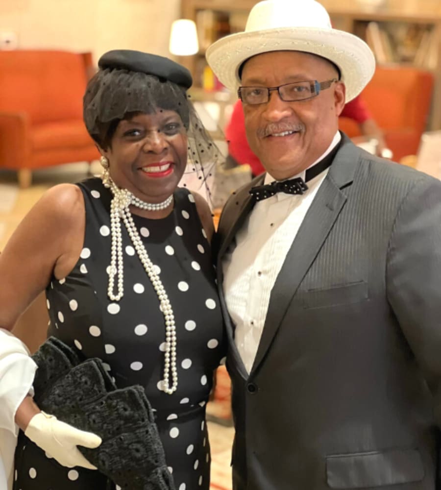 Resident couple dressed up at Canvas Valley Forge in King Of Prussia, Pennsylvania