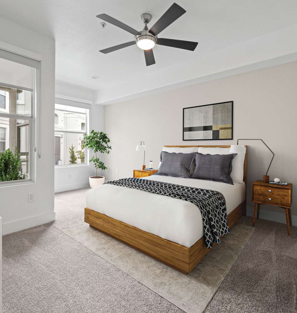 Bedroom with ceiling fan Arioso in Cupertino, California