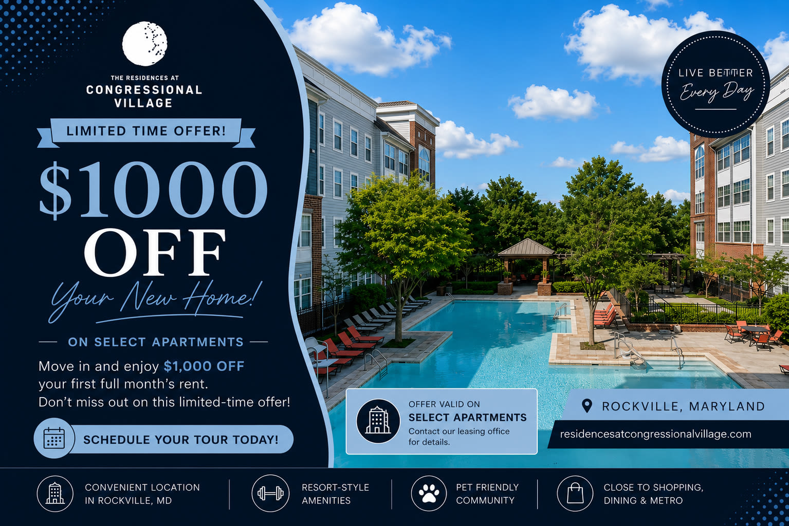 Specials at Residences at Congressional Village in Rockville, Maryland 