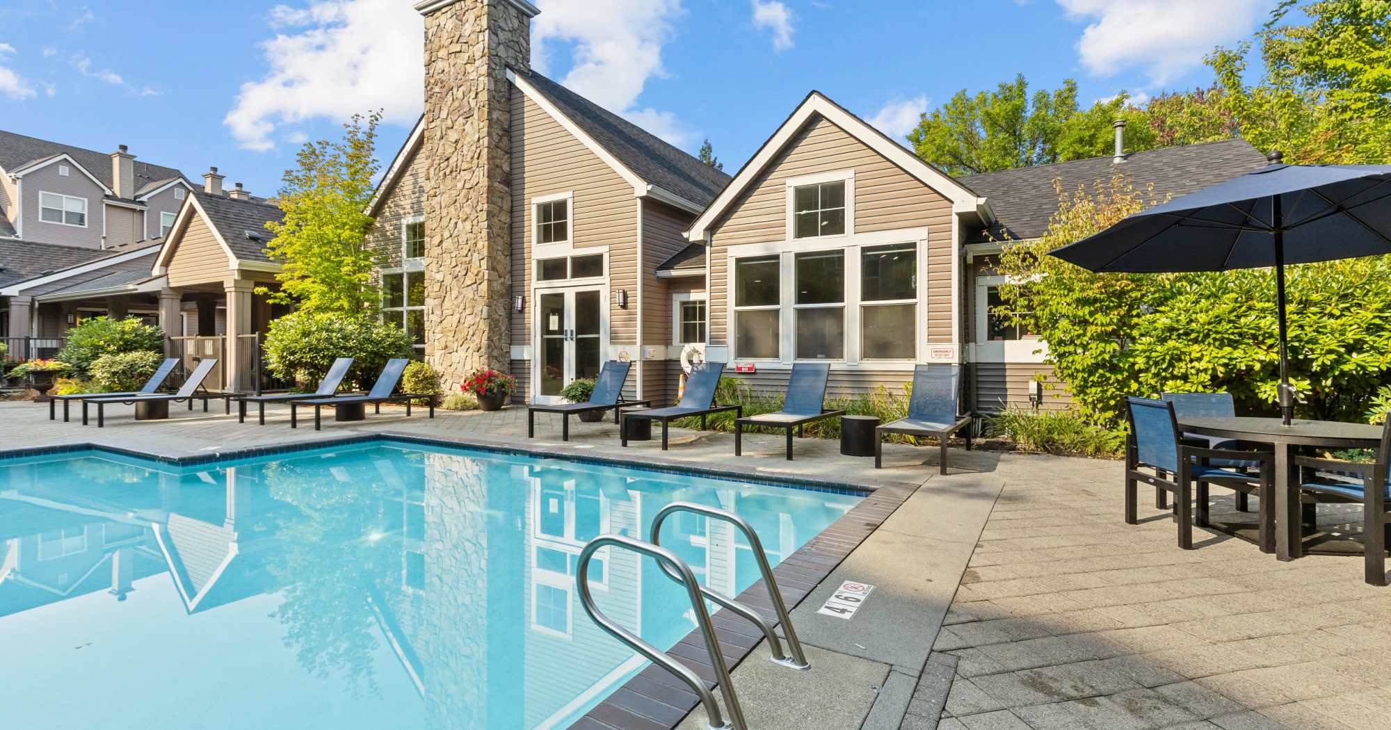 Pool side at Everett, Washington at HighGrove Apartments