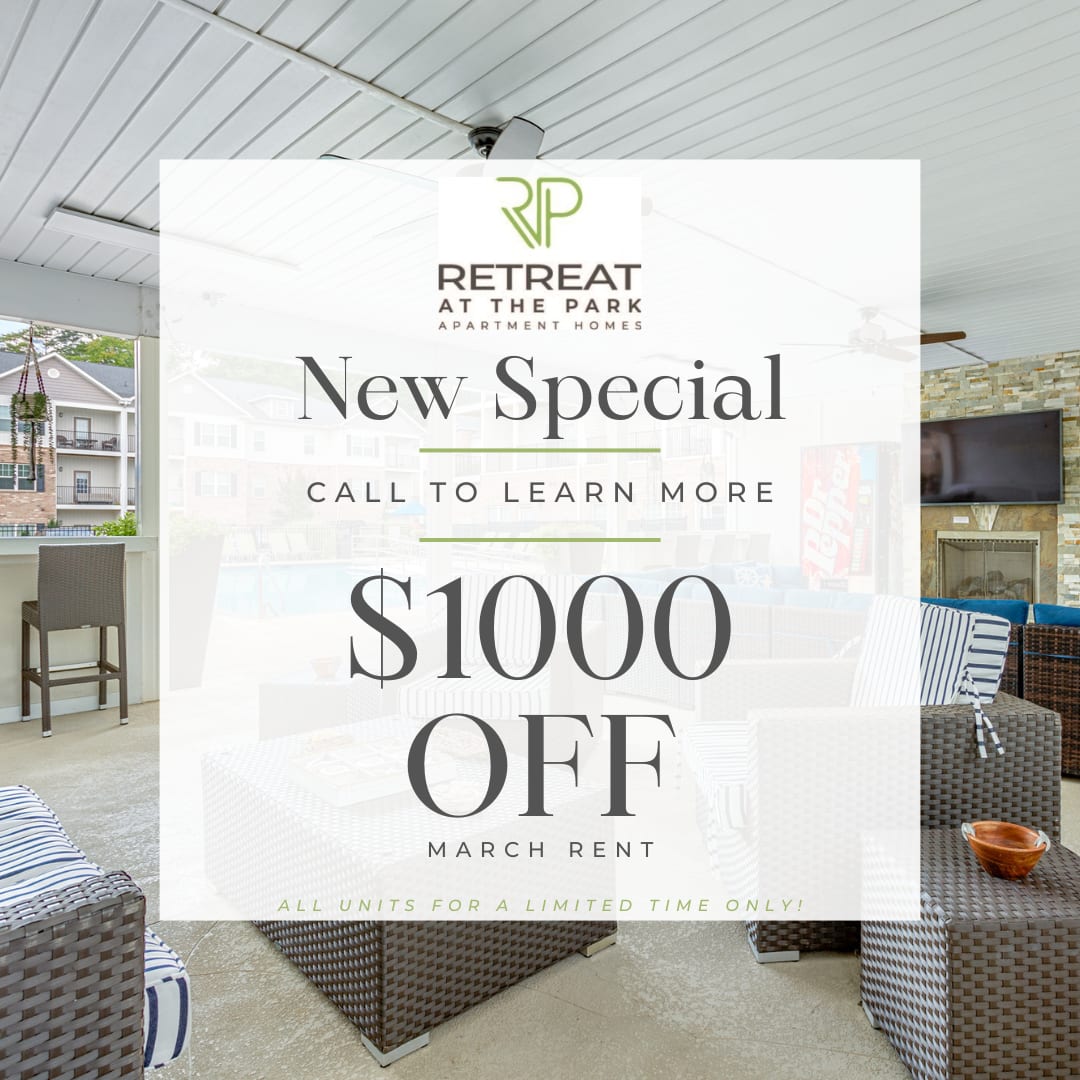 Website special at Retreat at the Park in Burlington, North Carolina