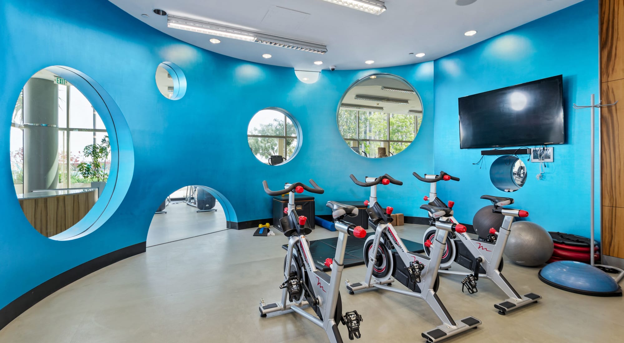 Resident fitness center at The Vermont in Los Angeles, California