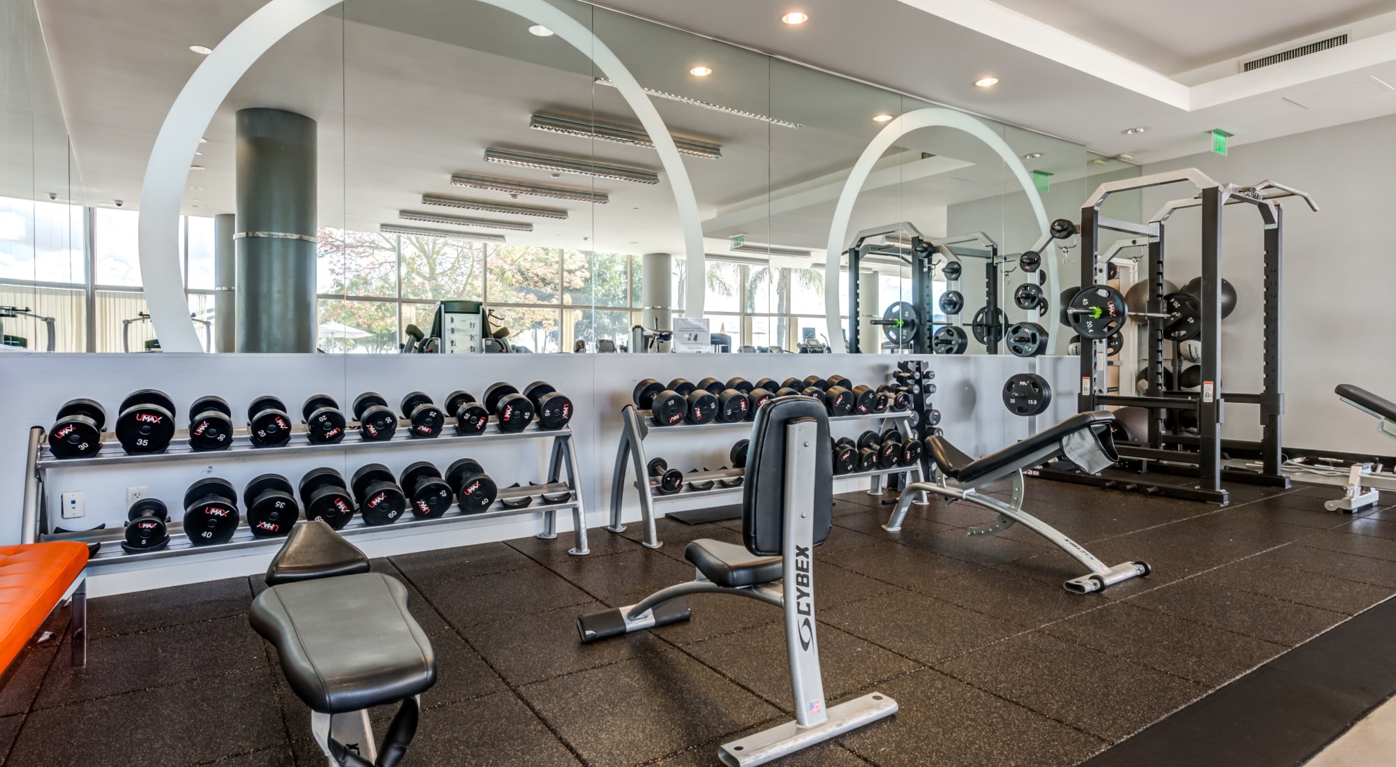 Well equipped HarborFit fitness center at The Vermont in Los Angeles, California