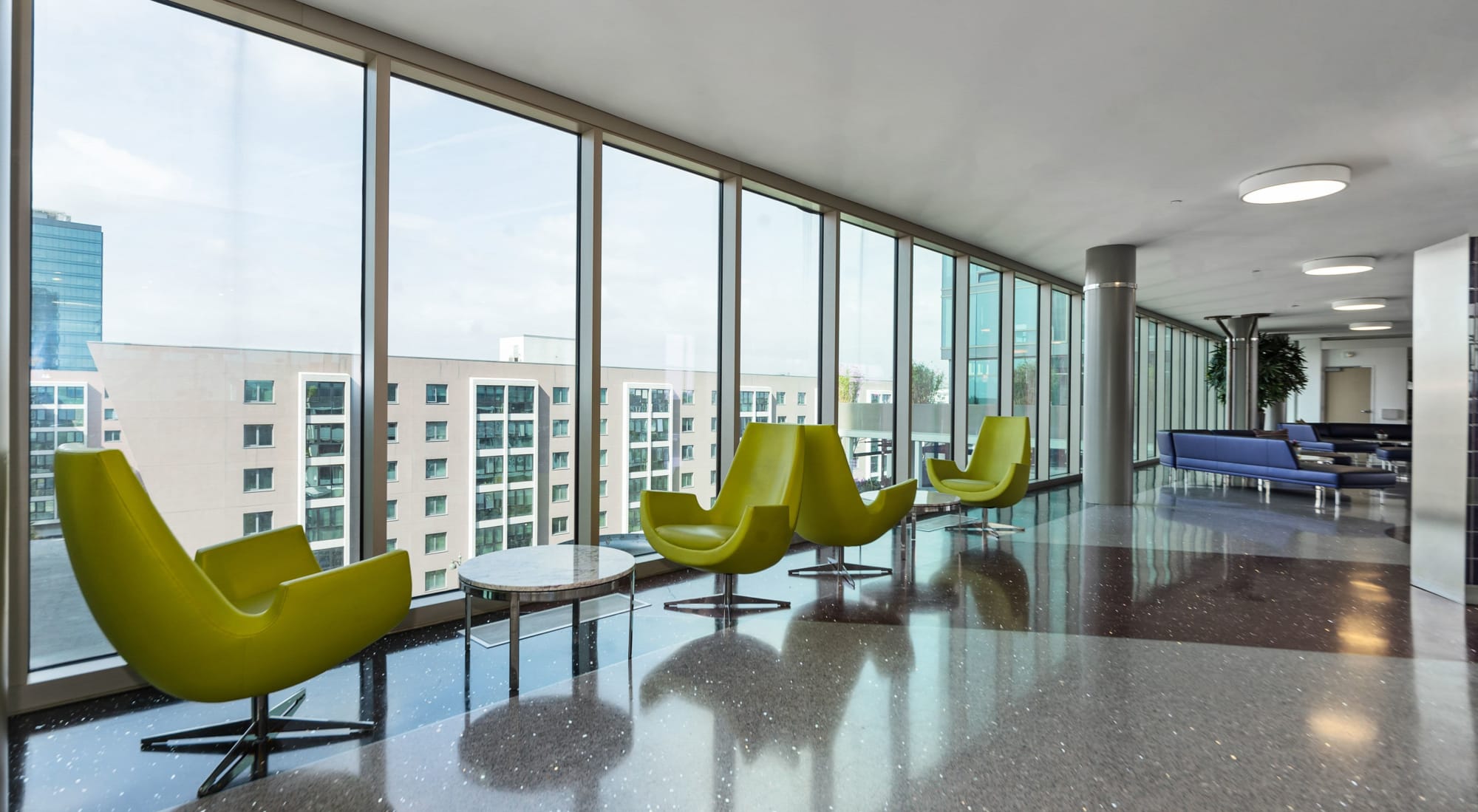 Resident lounge with city views at The Vermont in Los Angeles, California