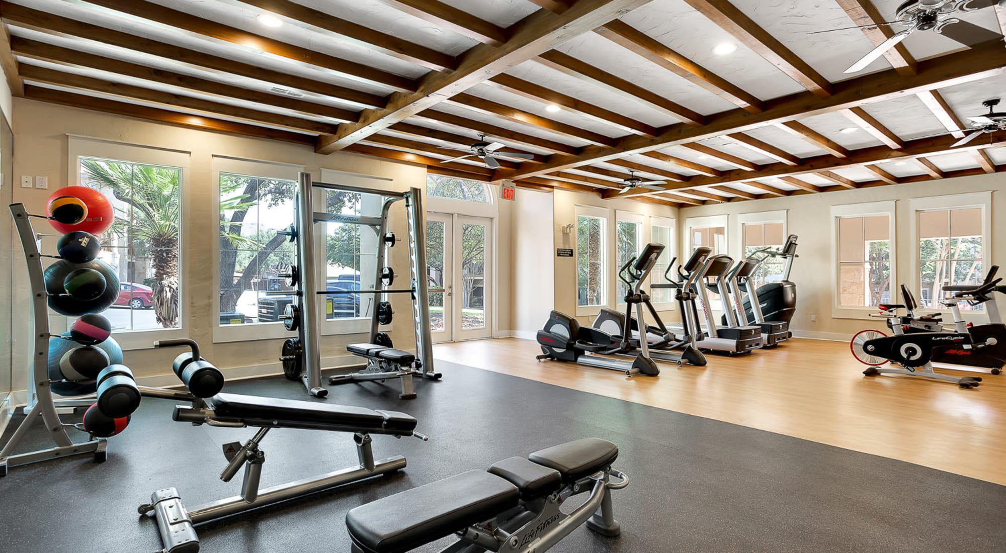 Fitness center at Sedona Ranch Apartments in San Antonio, Texas