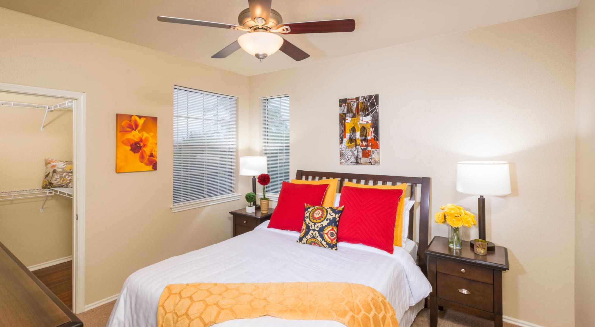 Bedroom with ceiling fan at Villas of Vista Del Norte