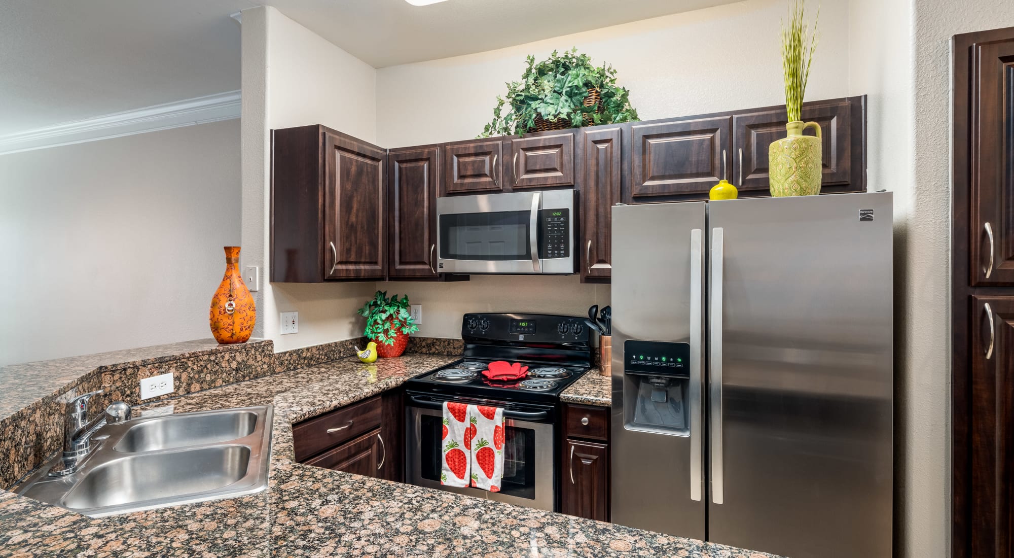 Kitchen with Stainless steel appliances at Villas at Parkside