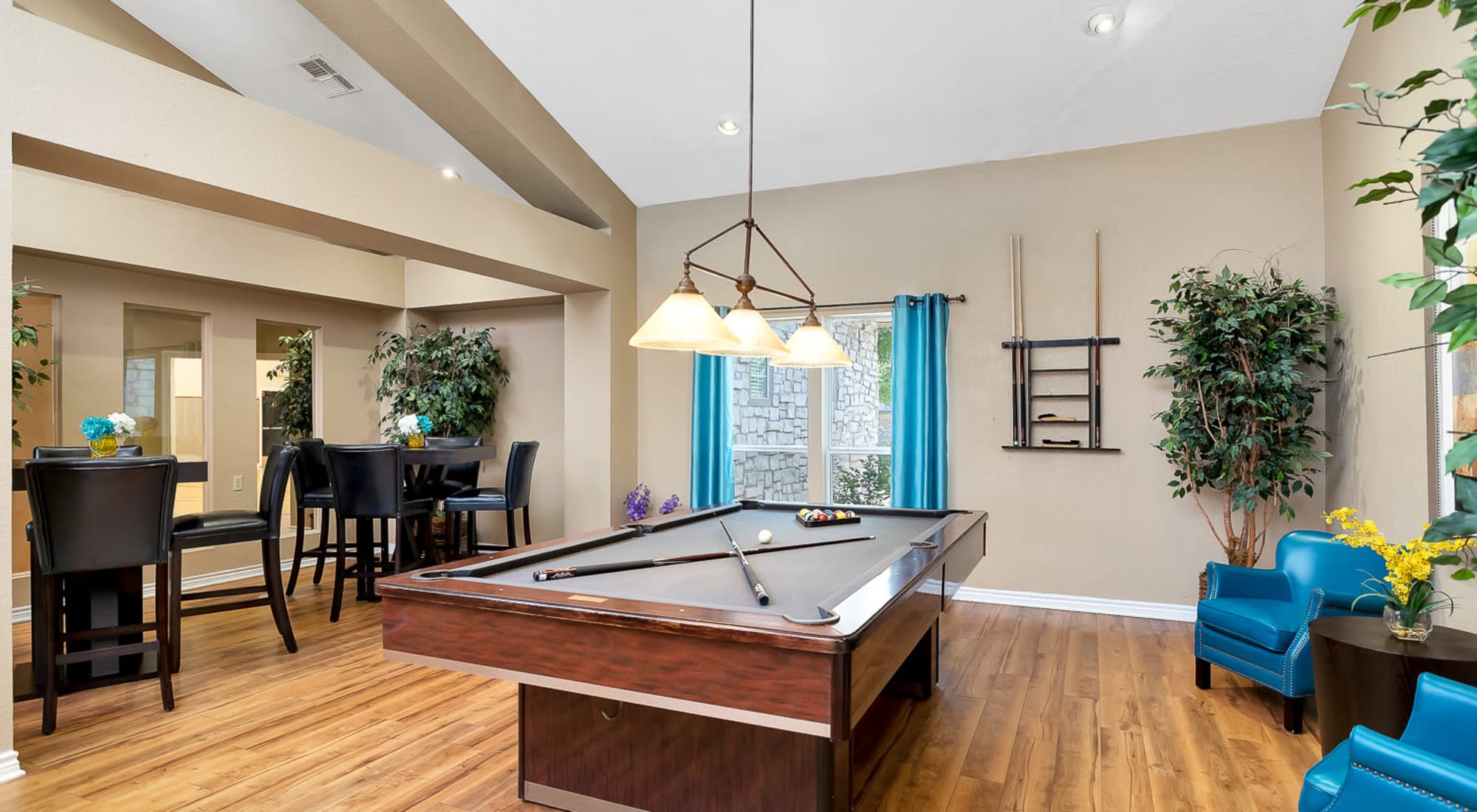 Game room with Pool Table at Villas at Oakwell Farms