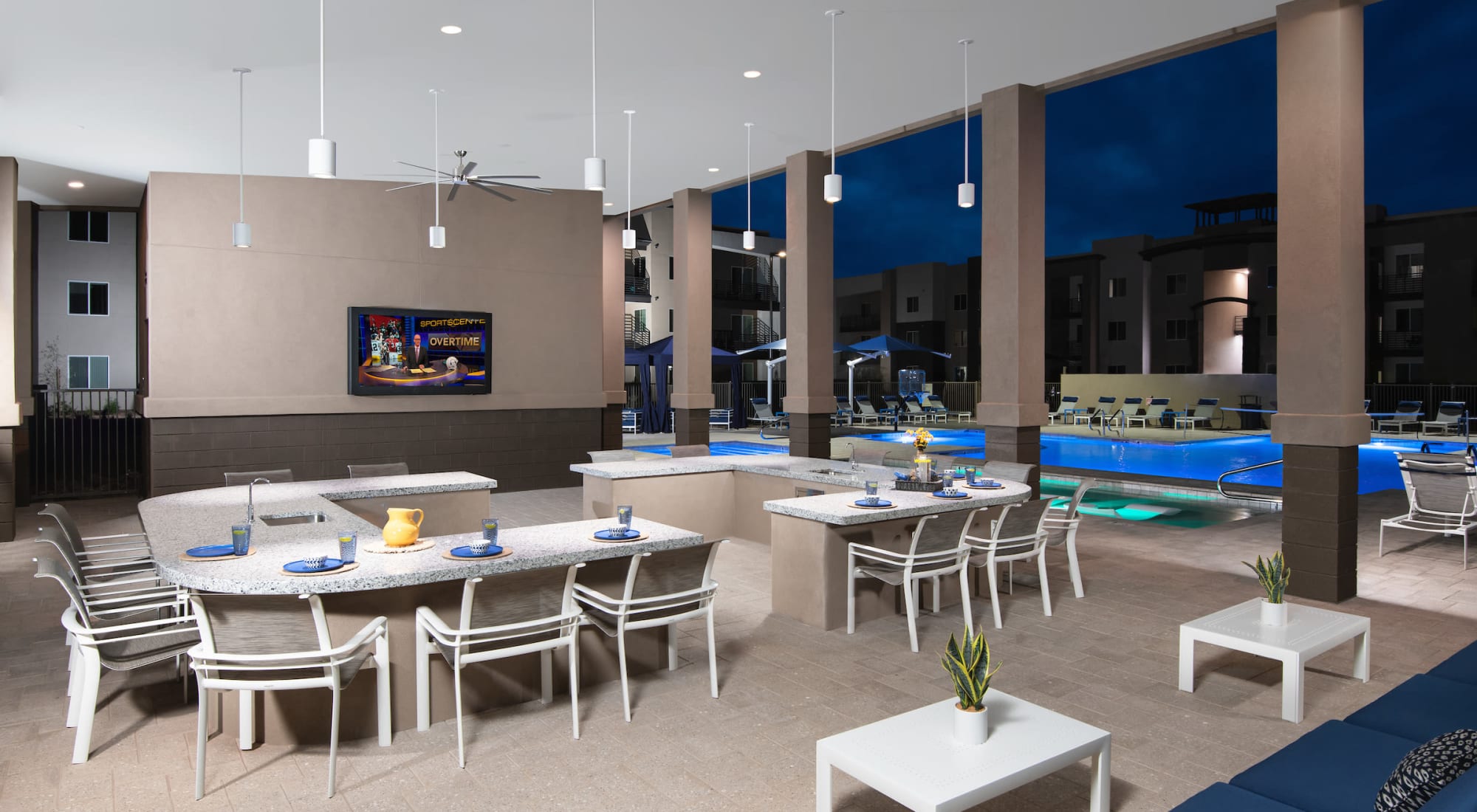 Poolside Ramadas with Gas BBQs, Fireplaces, Wet Bars, and HDTVs at Sky at Chandler Airpark