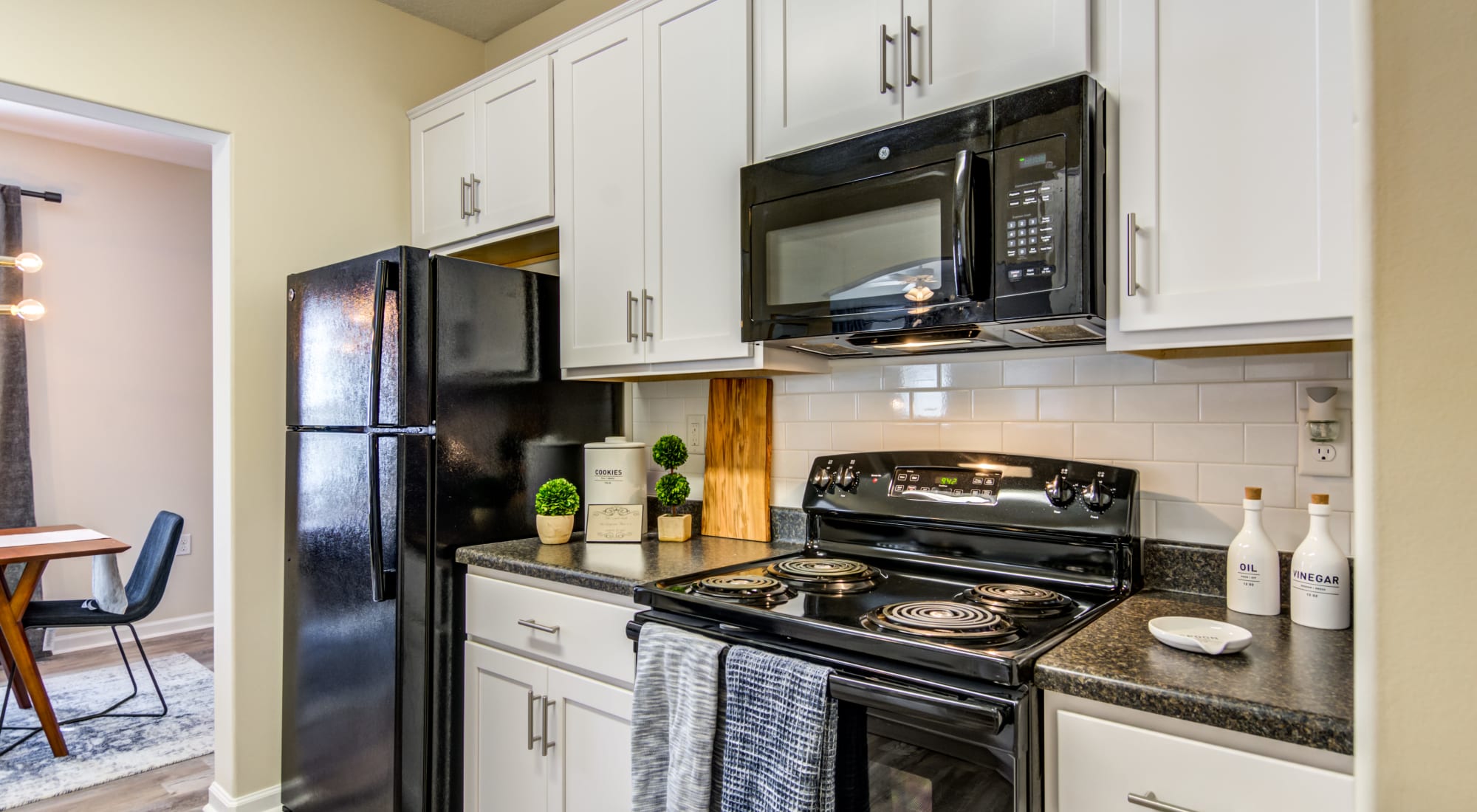 Large spacious kitchen with a pass-through window at Meridian Obici in Suffolk, Virginia