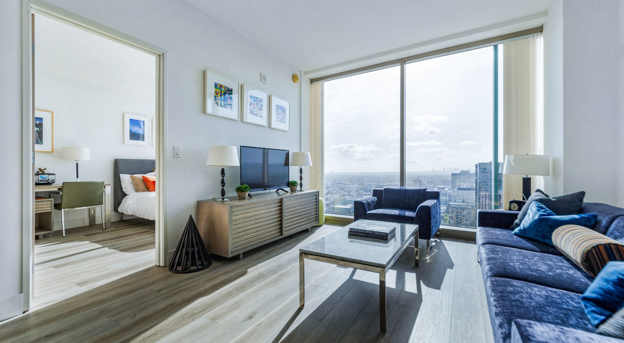 Model apartment with city views at The Vermont in Los Angeles, California