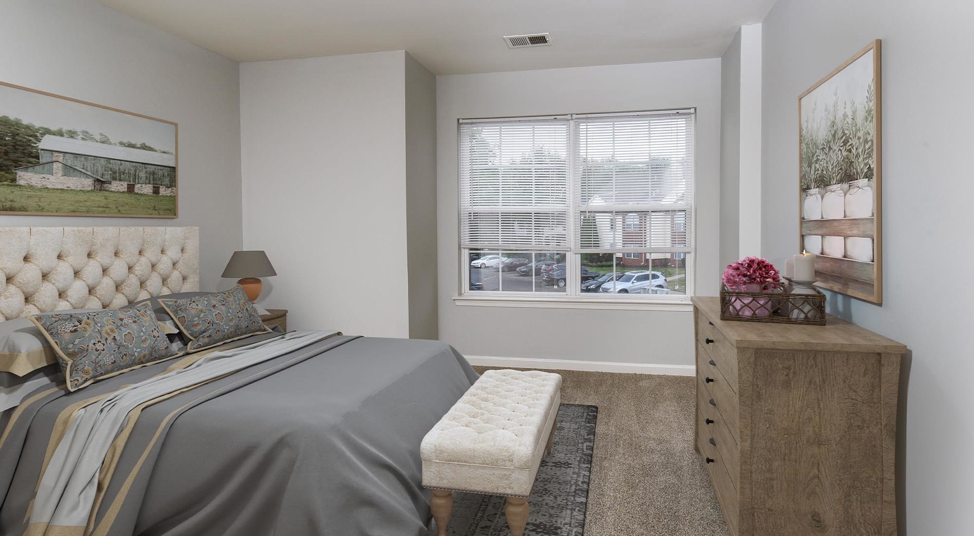 model bedroom at Iron Ridge and Stonegate Apartments in Elkton, Maryland