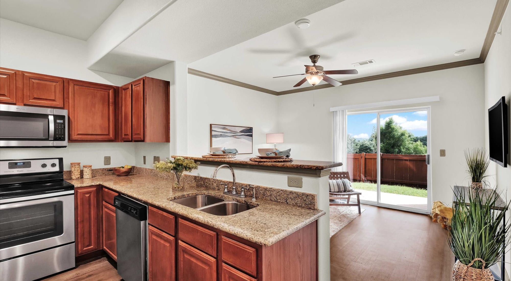 Kitchen with stainless steel appliances at Villas at Westover Hills