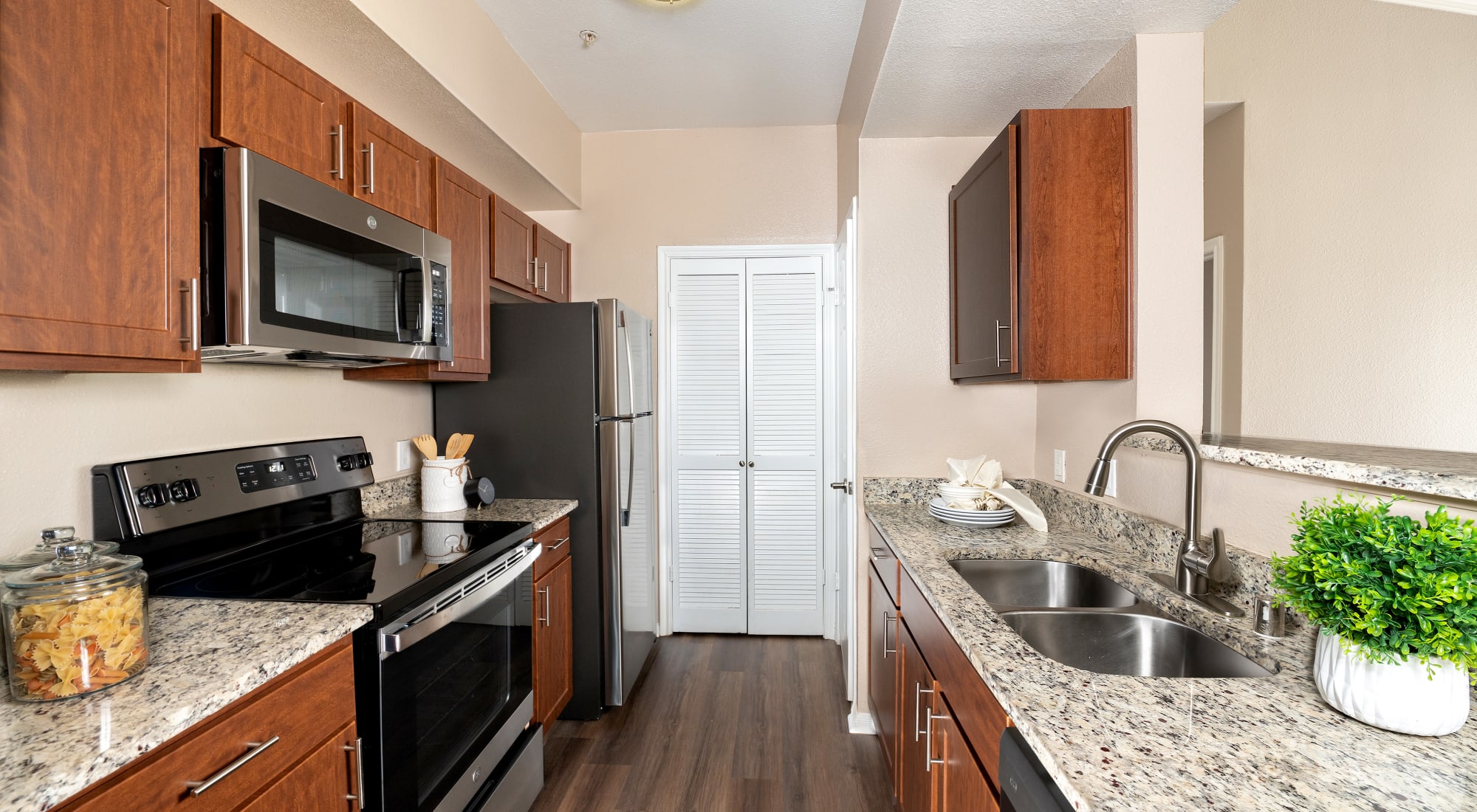 Kitchen with stainless steel appliances at Briargrove at Vail
