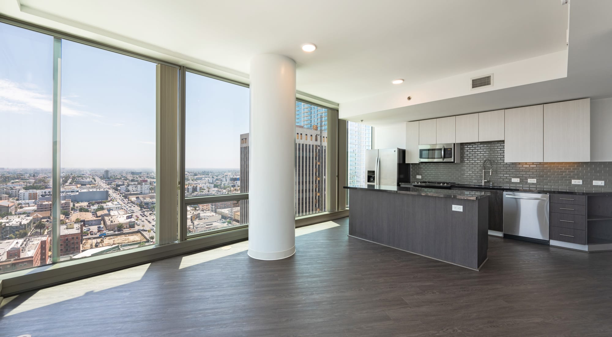 Kitchen with beautiful view at Apartments in Los Angeles, California