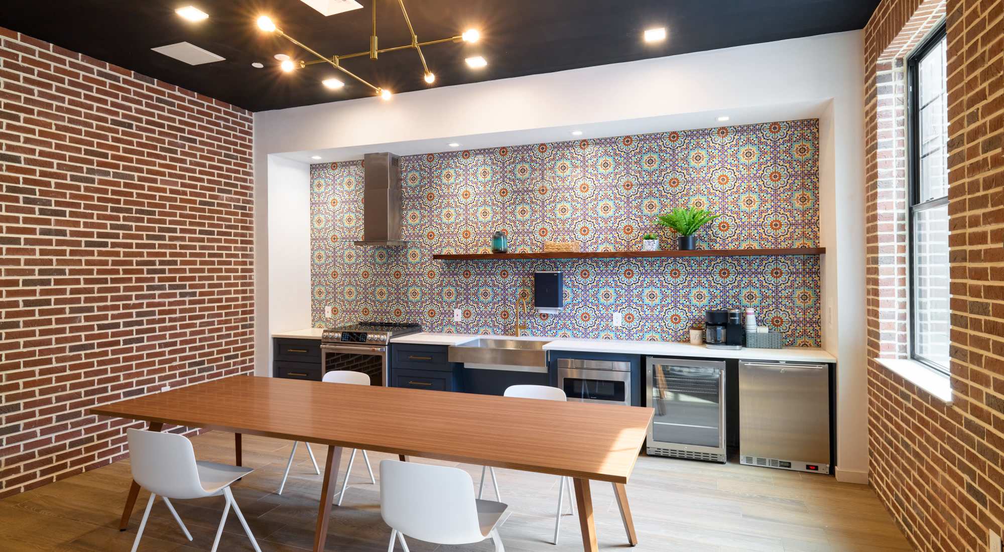 Communal kitchen at The Seville Apartments in Easton, Pennsylvania