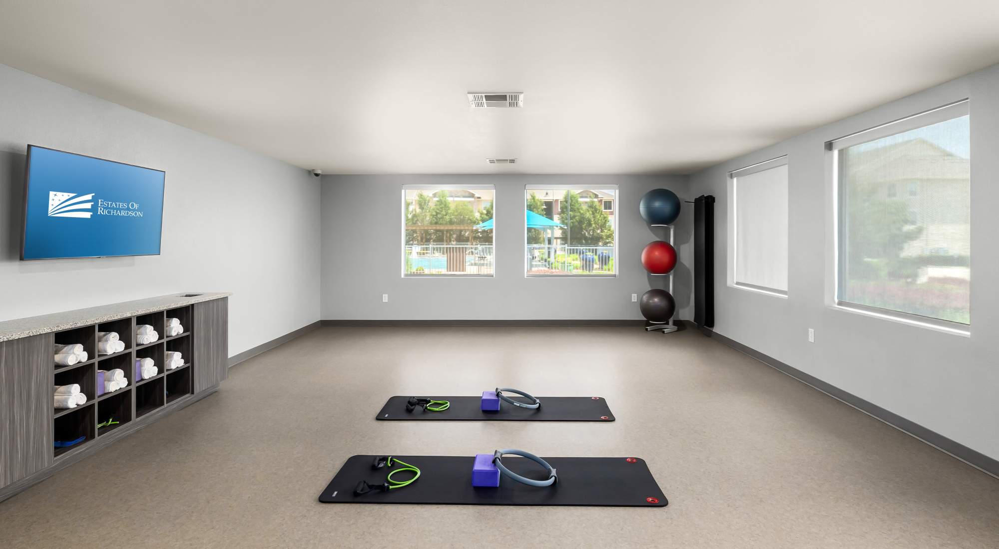 Yoga room at Estates of Richardson
