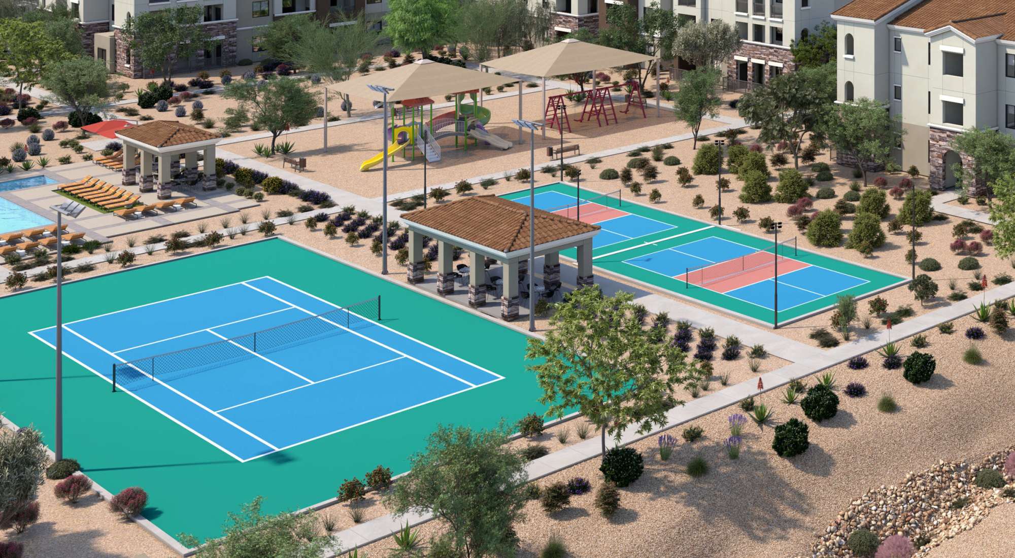 Pickleball and Tennis Courts at Tuscany at Gabriella Pointe in Gilbert, Arizona