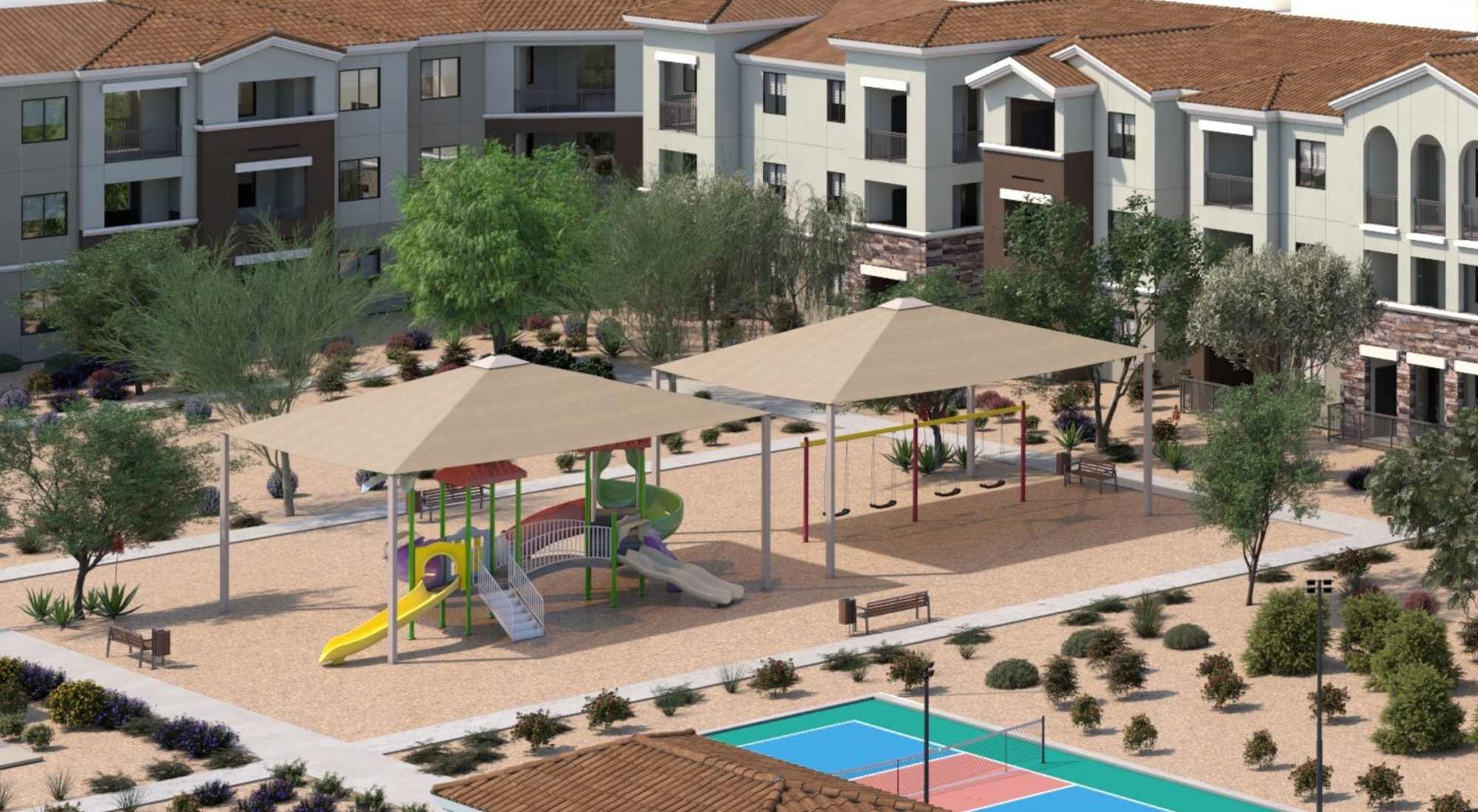 Shaded Playground at Tuscany at Gabriella Pointe in Gilbert, Arizona