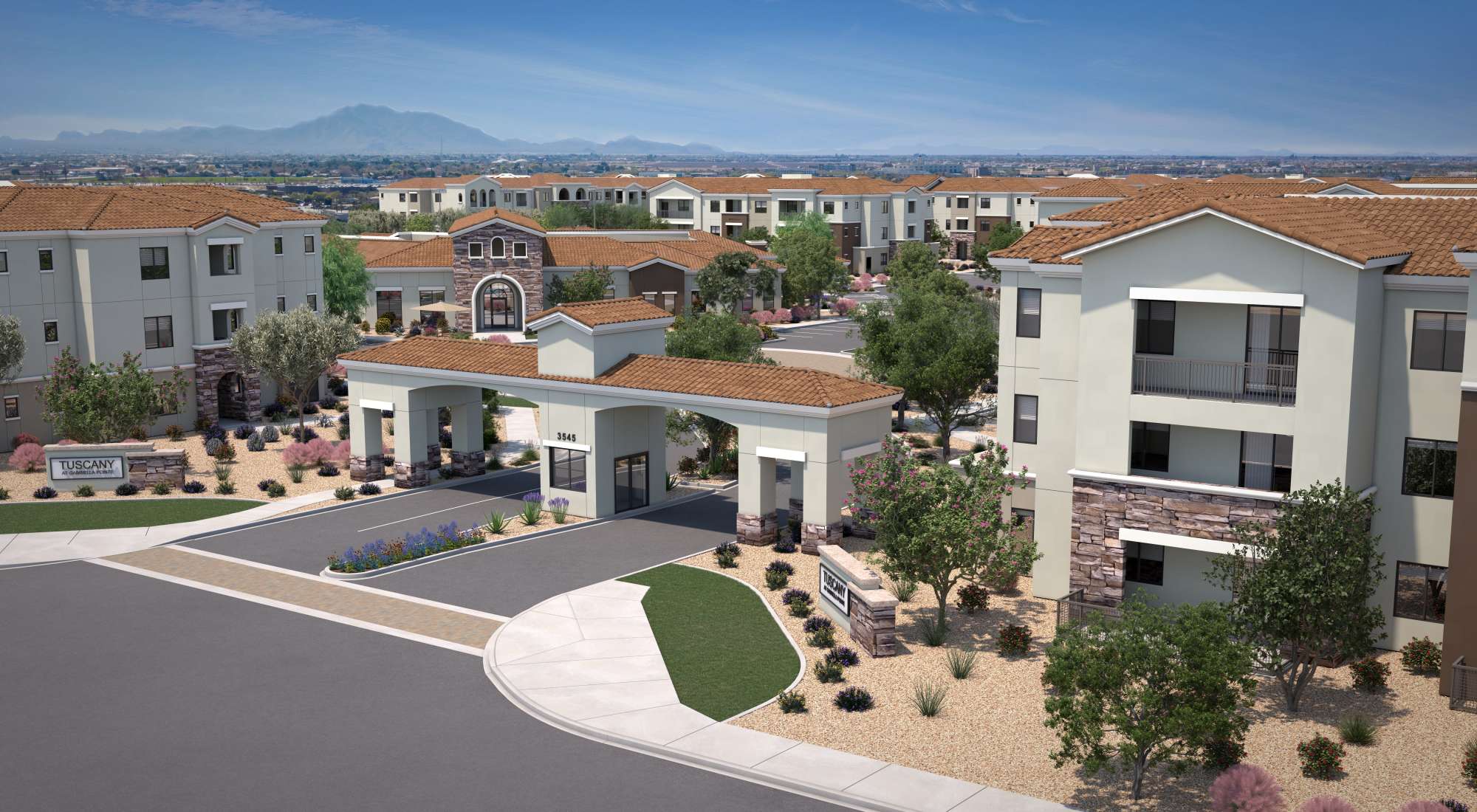 Front Entrance of Tuscany at Gabriella Pointe in Gilbert, Arizona