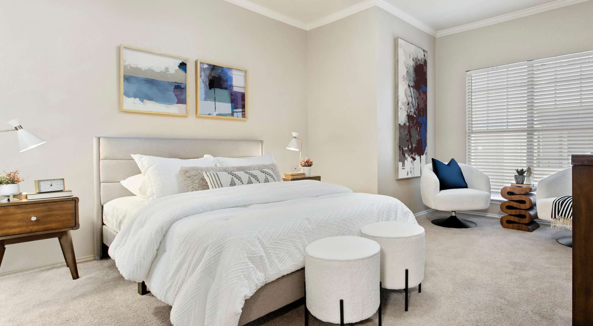 Cozy bedroom at Rancho Palisades in Dallas, Texas