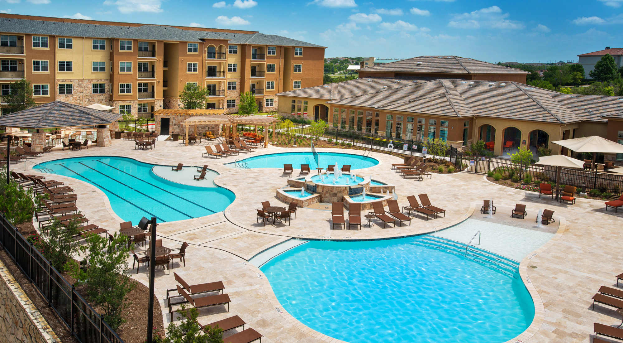 4 Pools, including a 3 Pool Waterscape with Lap Pool at Villas in Westover Hills