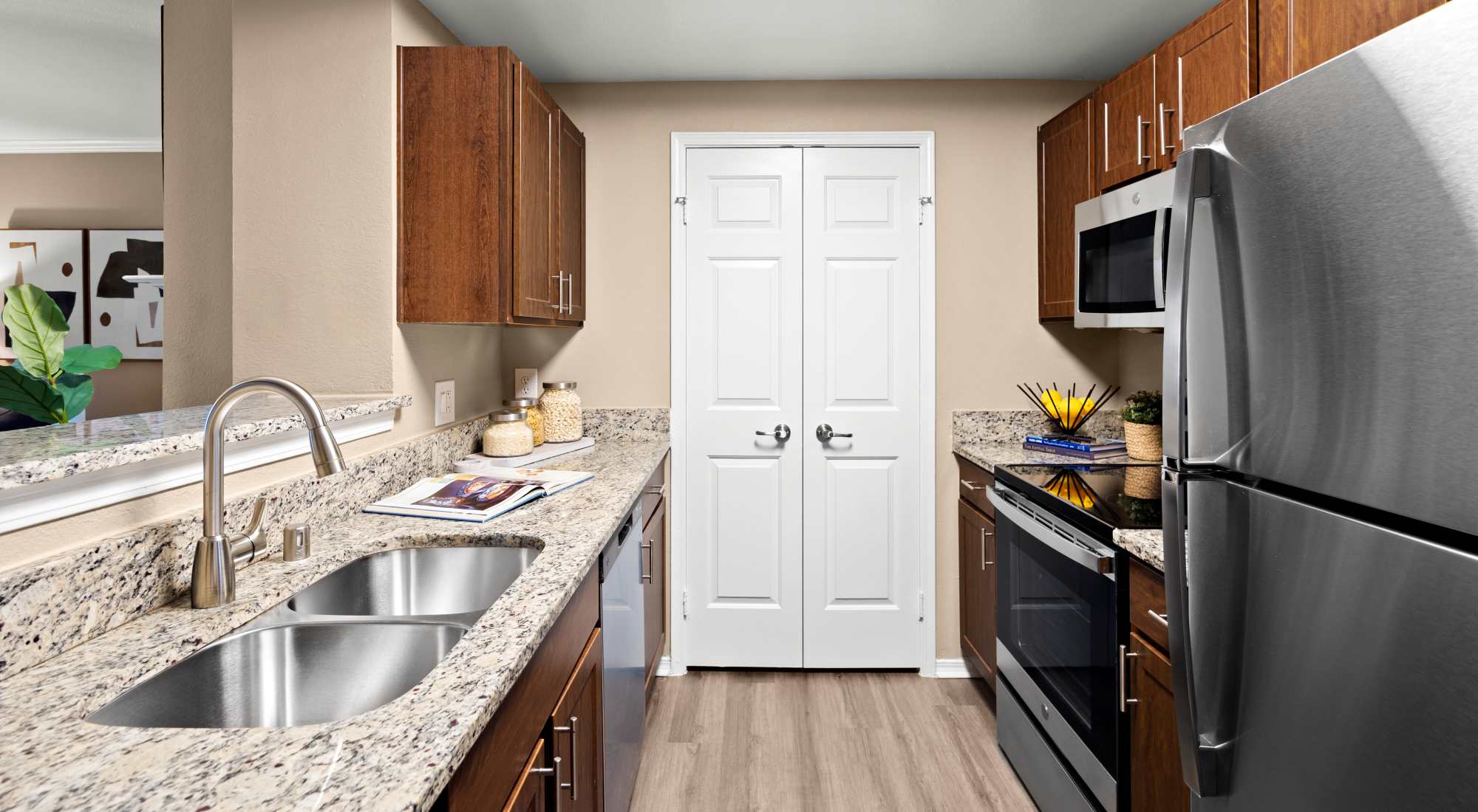 Kitchen with stainless steel appliances at Lakeview at Parkside