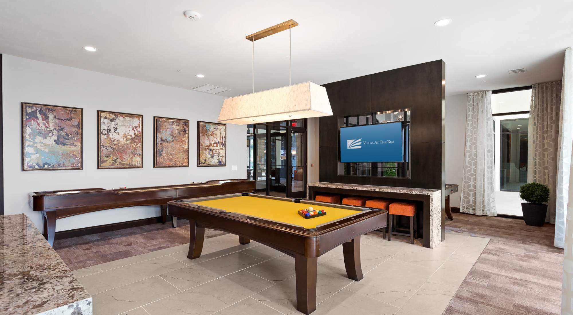 Game room at Villas at the Rim in San Antonio, Texas