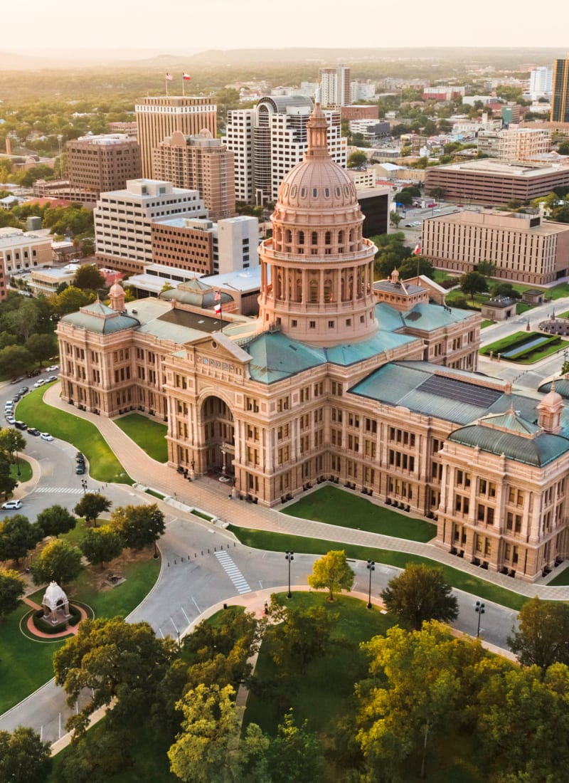 Aerial view of Austin, Texas from Marquis SoCo