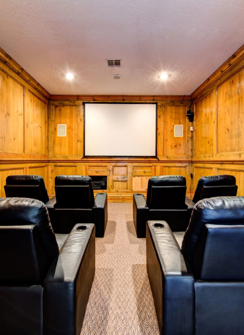 Community theater room at Marquis at Silverton in Cary, North Carolina