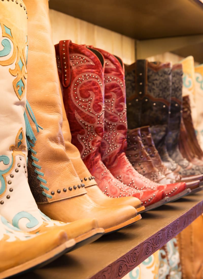 Cowboy boots at a store near Marquis at Bellaire Ranch in Fort Worth, Texas