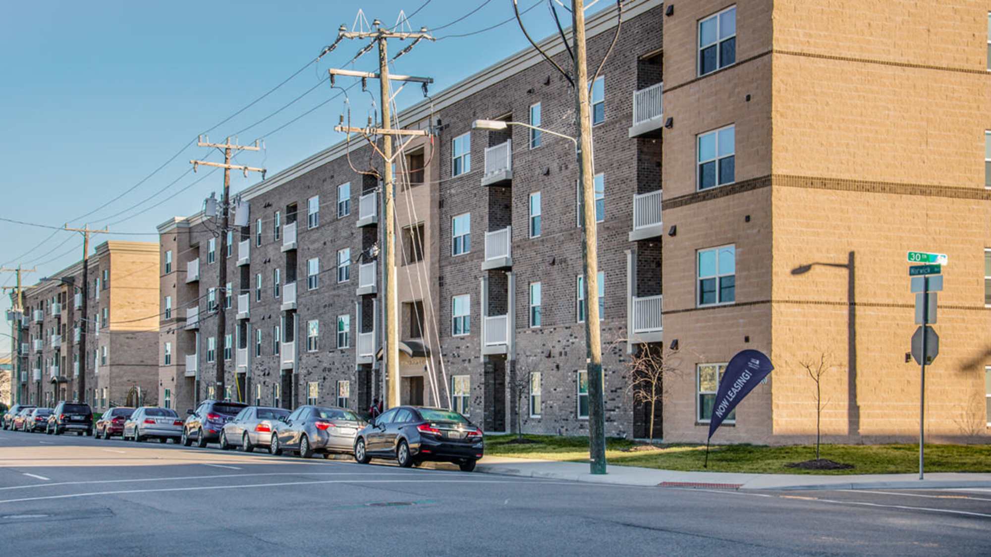 Exterior shot of the apartment building at Brennan Pointe I in Newport News, Virginia