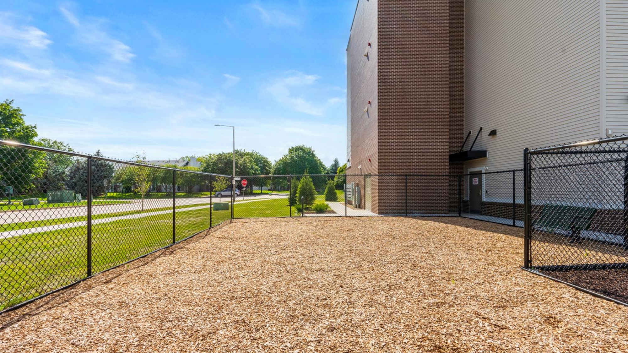 Onsite pet area of apartment community at Deville Manor in Oswego, Illinois