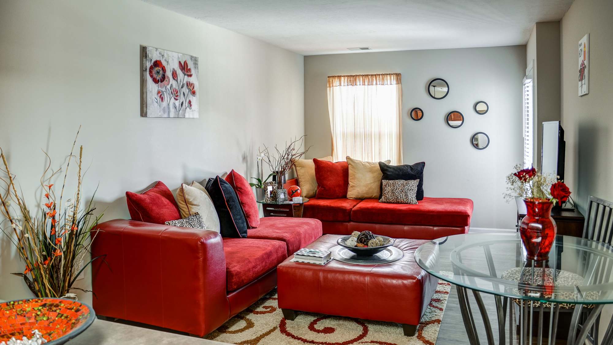 Well-lit living room with a window and a TV at The Banks At Berkley in Norfolk, Virginia